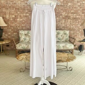 Giocam Coverup Pants Split Leg White Gauze High Waist OS Pool Beach Chic NWOT